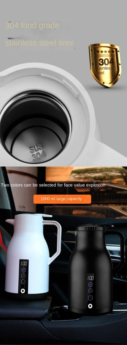 12V 24V 220V Car Water Boiling Electric Kettle Trucks with Quick Boiling and Insulation Fast Heating Car Electric Kettle 1000ML