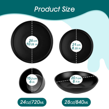 vancasso 18/24 Piece PLAYB Ceramic Plate Set Reactive Glaze Stoneware Dinnerware Set with 6PCS Dinner Plate/Dessert/Cereal Bowl