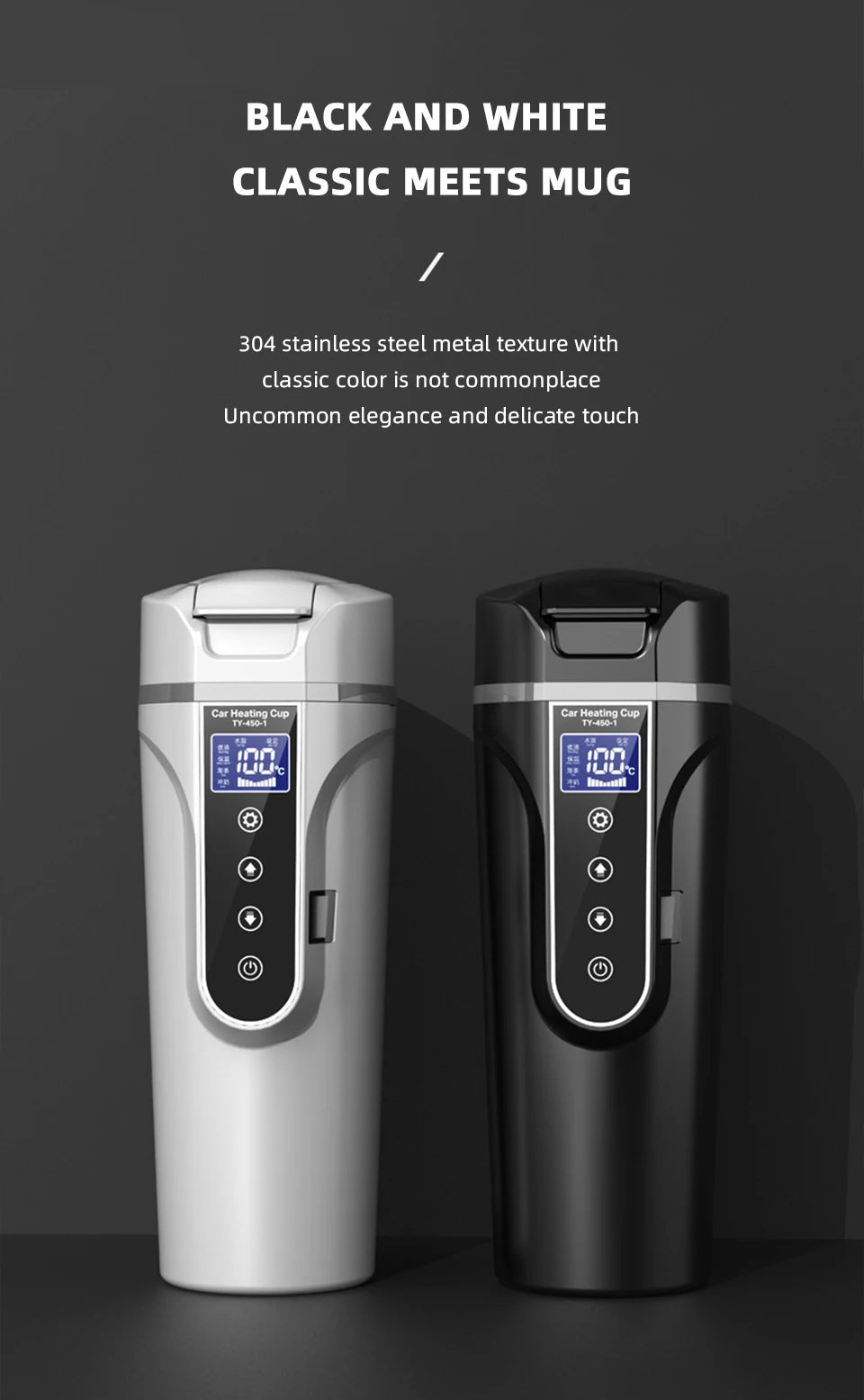 Car Electric Heating Cup 12V 24V Universal 500ml Fast Boiling Kettle 304 Stainless Steel Insulation  Screen for Car Truck Travel