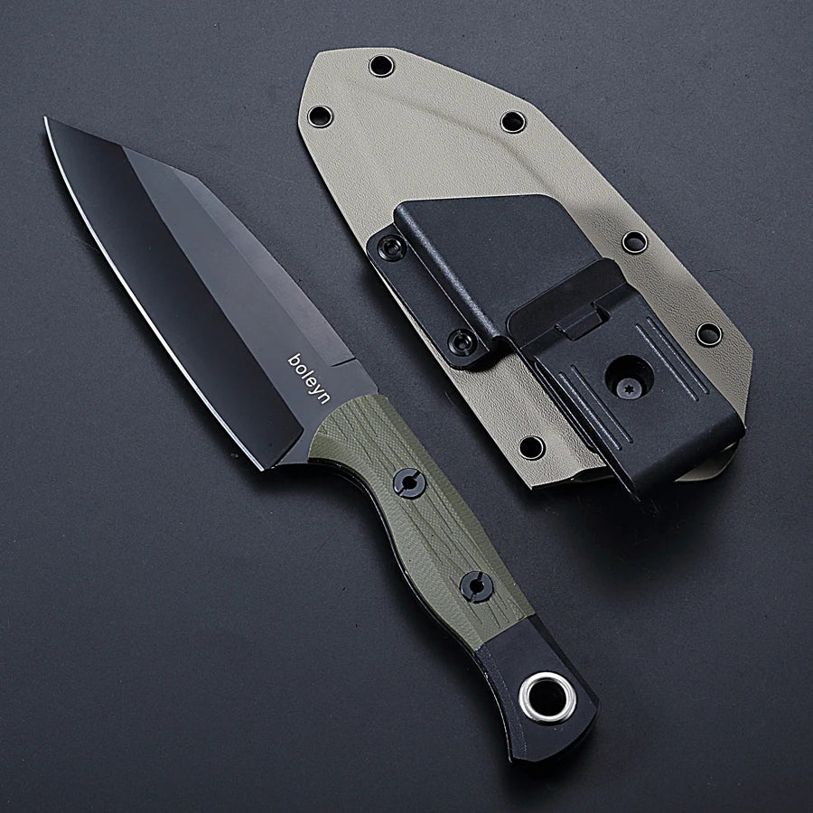 1 piece, 7RC13 high carbon stainless steel professional kitchen and outdoor dual-use knife, G10 handle K-type scabbard