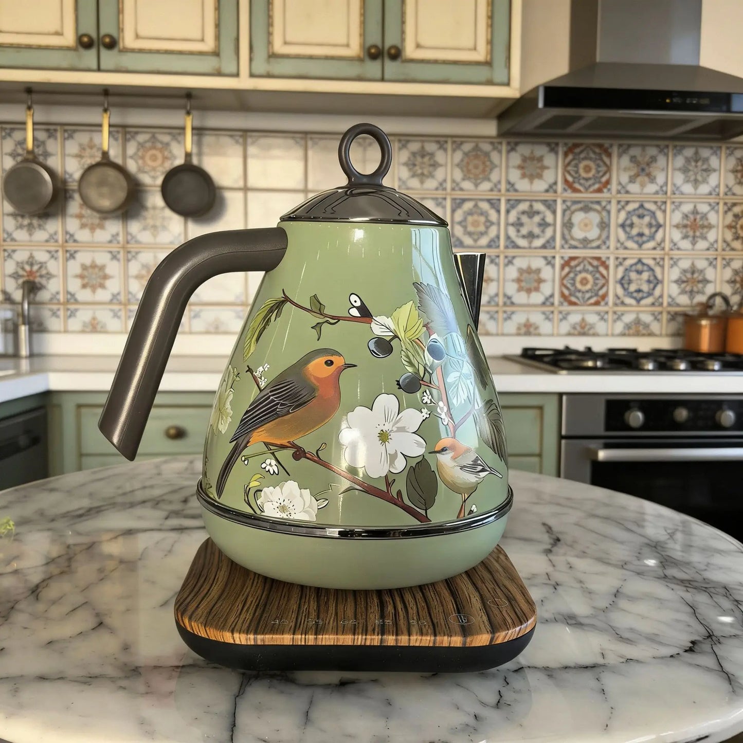 1.7L Home Retro Electric Kettle 304 Stainless Steel Boiling Water Kettle Temperature Control Teapot Automatic Keep Warm 1850W