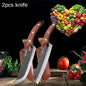 WXCOO 1~4pcs Kitchen Knife Set Stainless Steel Handmade Forged Meat Cleaver Boning Fruit Slicing Butcher Knife Cutting Board