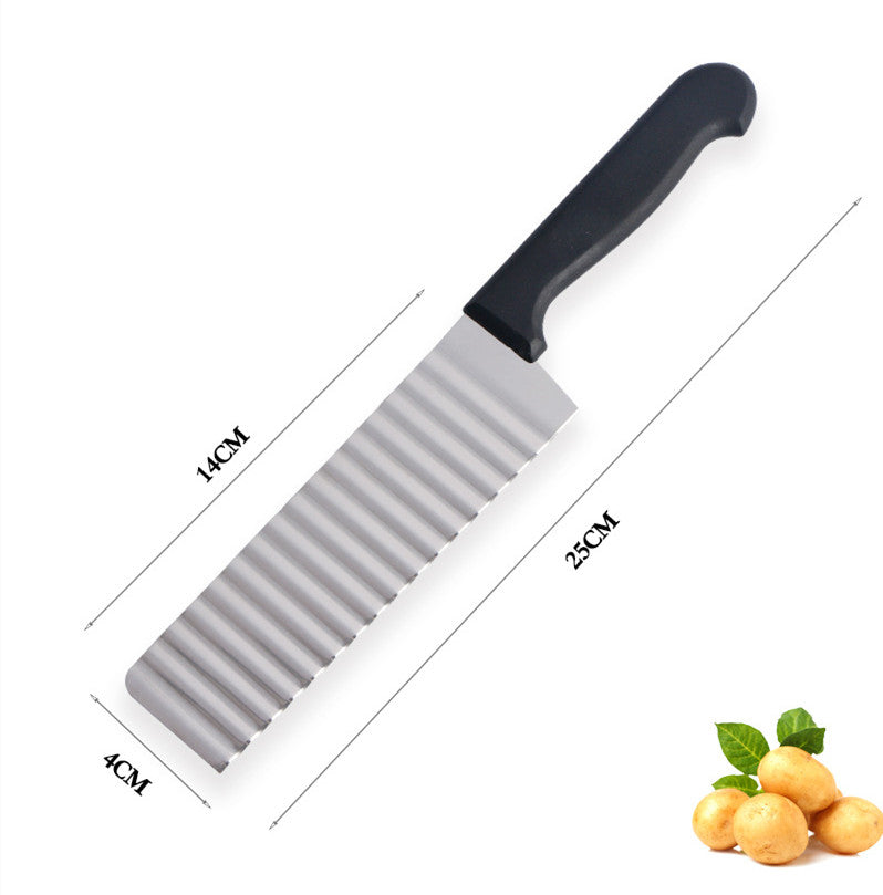 Stainless Steel Potato Chip Slicer Dough Vegetable Fruit Crinkle Wavy Slicer Knife Potato Cutter Chopper French Fry Maker