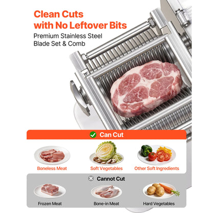 SucceBuy Meat Cutting Machine 850 W Commercial Slicer 5 mm Stainless Steel Blade Shredder for Boneless Meat Vegetables Kitchen