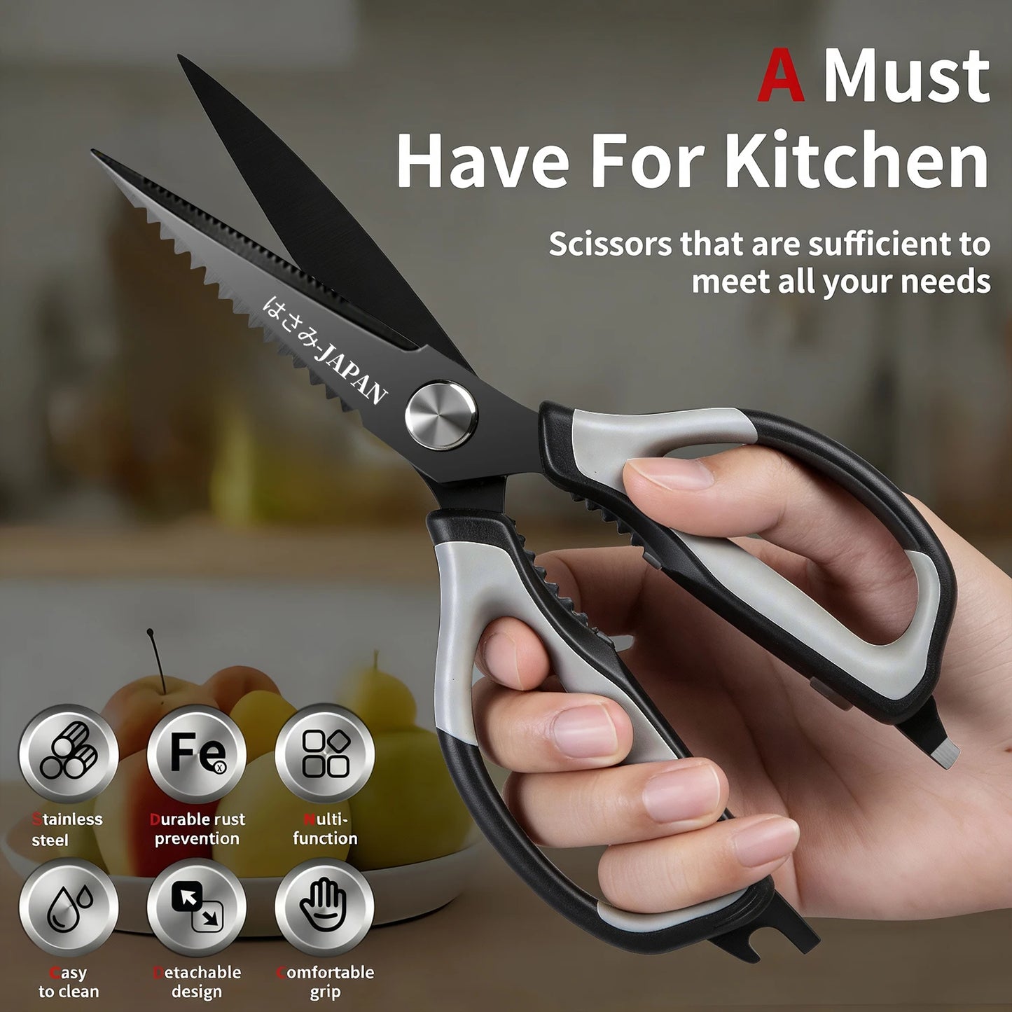 2 Pcs Heavy Duty Multi-Purpose Kitchen Scissors - Flexible Handle for Cutting Chicken Bones,Meat,Craft & Office Use, Ladies Gift