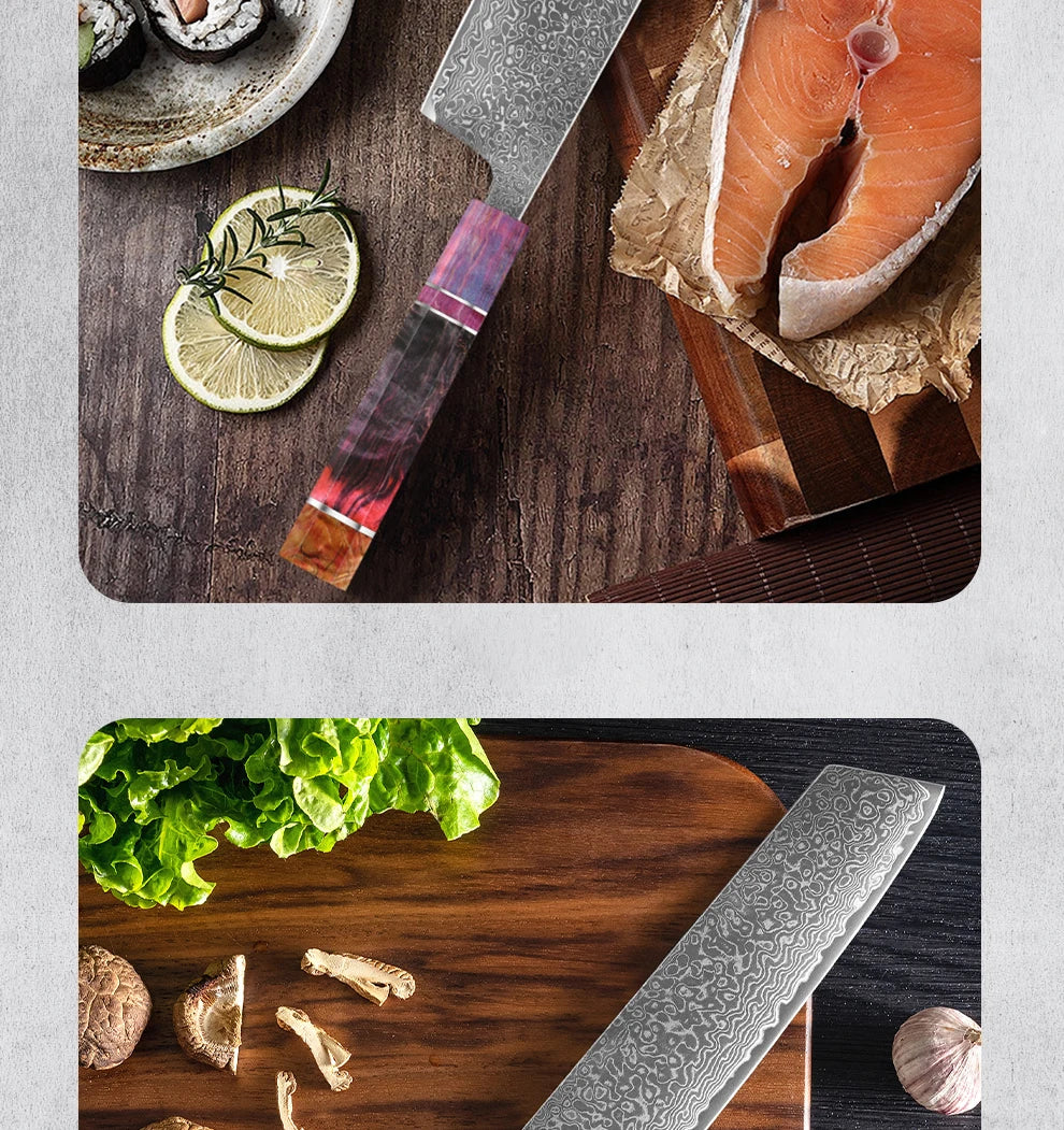 1-5 PCS Kitchen Knife set Damascus Steel Japanese chef Knife Santoku Knife Nakiri Knife kiritsuke knife Stable wood Handle