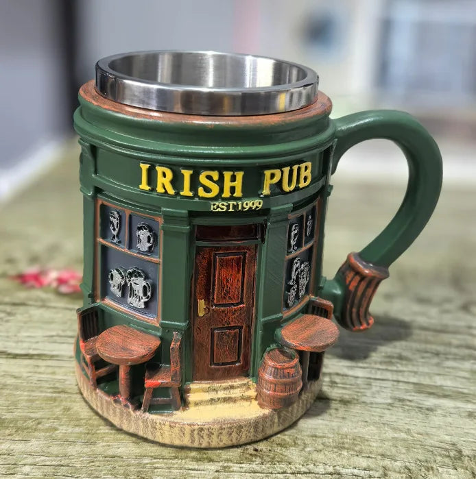 Novelty Irish Pub Design Coffee Mug Vintage Bar Style Cup for Daily & Gift Use