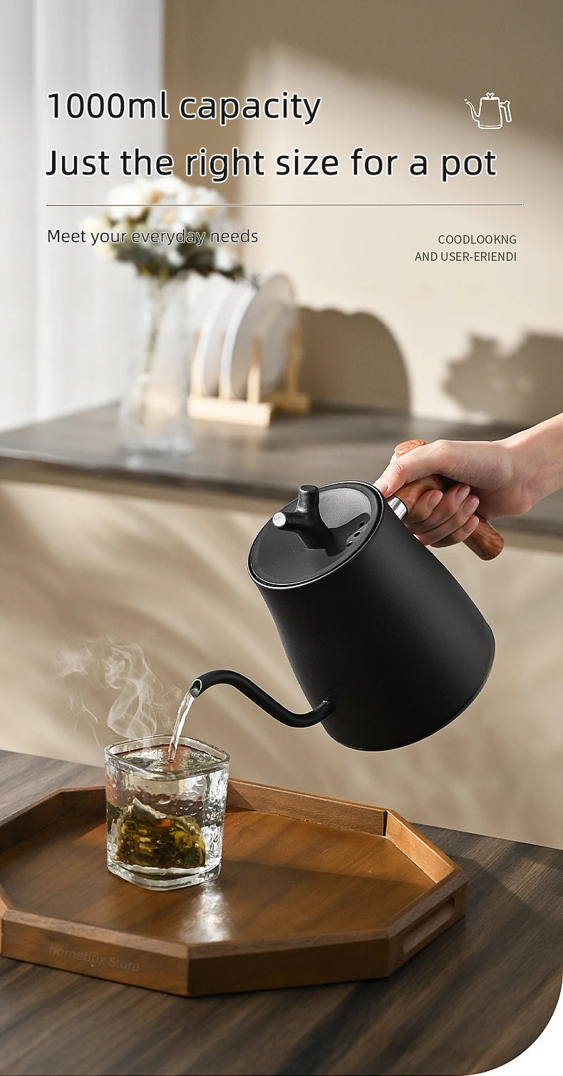 1L 1000W Gooseneck Electric Kettle Smart Teapot with Temperature Control for Precision Hand Brew Coffee Pouring Pot