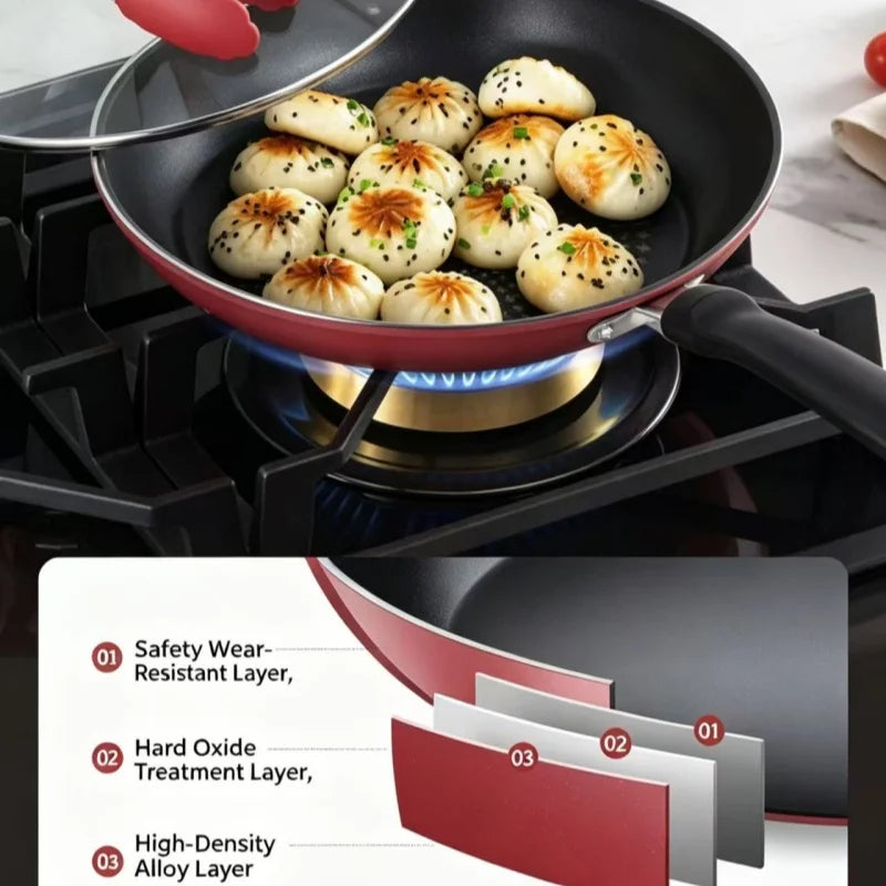 Non-Stick Cast Iron Frying Pan with Lid, Household Non-Stick Oil-Retaining Steak Frying Pan, Pancake Pan, Small Pan, Special Pan for Hand-Grabbed Pancakes, Frying Pan