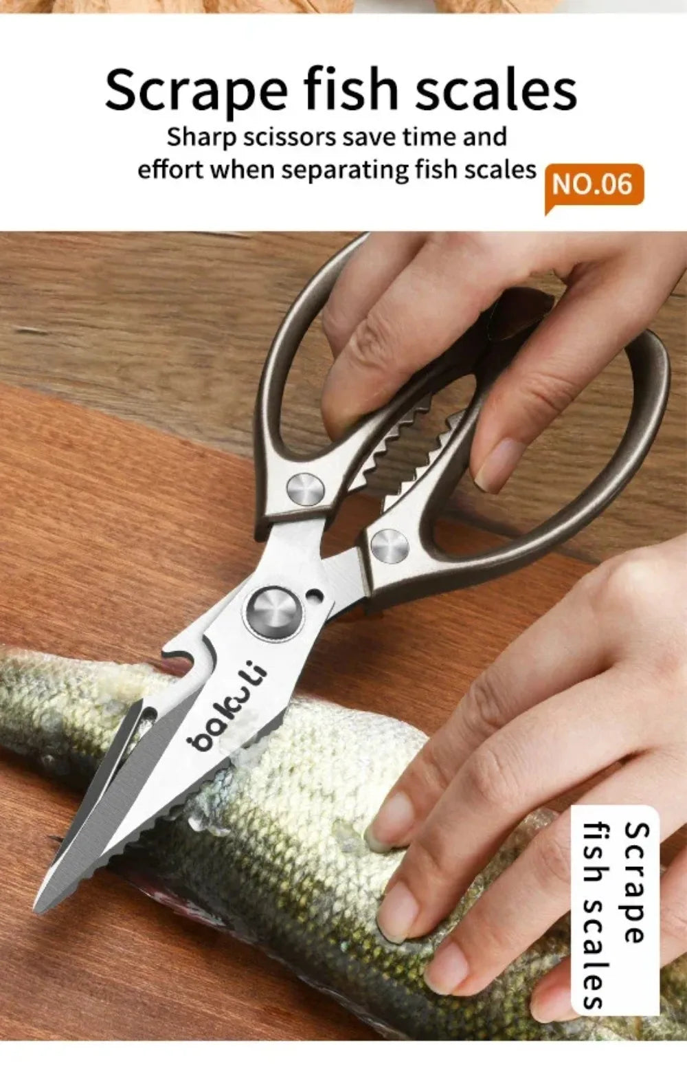 Japanese High-Carbon Steel Poultry Shears - Heavy Duty Kitchen Scissors for Chicken, Meat, Seafood & Bones