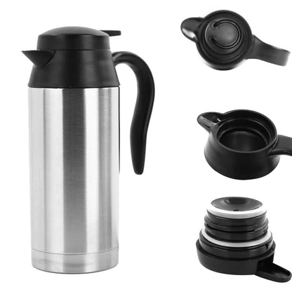 12/24V Car Coffee Mug 750ml Car Kettle Boiler Automatic Shut Off Stainless Steel Heating Travel Cup Kettle Boil Dry Protection