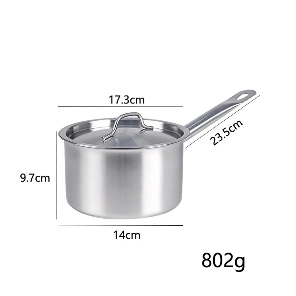 Stainless Steel Milk Pot 16 18 20 22 24cm with Lid Sauce Pan for Gas Electric Induction Stove Boiling Simmering Use