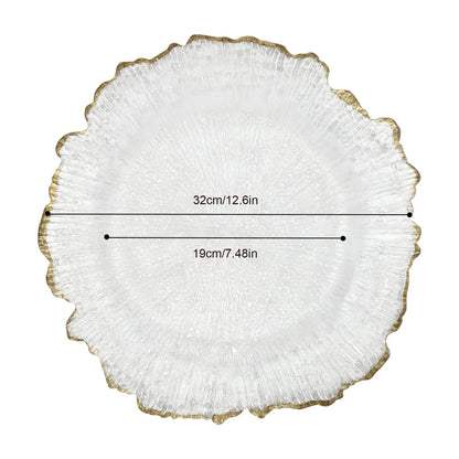 25Pcs Flower Shape Food Plate, 12.6 inch Table Charger Plate, Dinner Charger Plates for Home Kitchen Wedding Party (Gold)