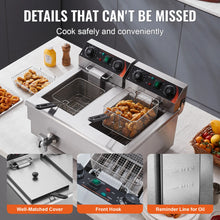 SucceBuy  12L Electric Deep Fryer w/Dual Removable Tanks Commercial Countertop  Fryer for Chicken French Fries Frying Chips