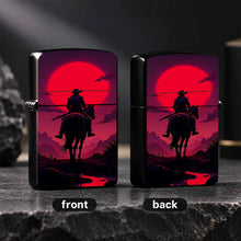 Western Cowboy Rider Horse Silhouette Lighter, Red Sunset Desert Retro Aesthetic Art Pattern Portable Lighter, Ideal For Daily Outdoor Travel Camping, Exquisite Unique Gift For Men And Women, Decorative Practical Access A Hum