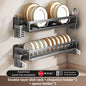 Floating Wall Drainer for Kitchen Dishes Multifunction Divider Spoon Kitchen Accessories Holder Organizers Storage Shelf Rack
