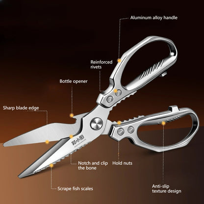 Kitchen scissors Stainless steel Food scissors Multifunctional powerful scissors for chicken, duck and goose bones,Kitchen tools