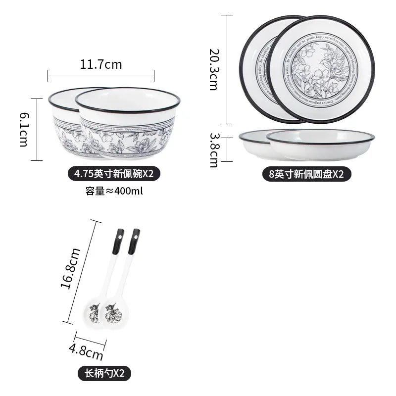 Underglaze Color, Ceramic Tableware, Gift Box Set, Dishes, Soup Bowls, Combination Package.