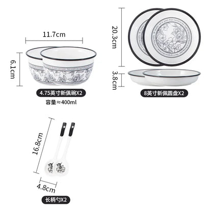 Underglaze Color, Ceramic Tableware, Gift Box Set, Dishes, Soup Bowls, Combination Package.