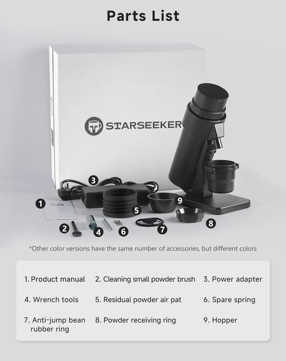 STARSEEKER EDGE PLUS Electric Coffee Grinder 63MM Titanium Burr Stepless Fineness Adjustment Removable Magnetic Suction Port
