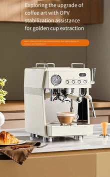 oo-Household Coffee Machine with Grinding Function Semi-automatic Electric Espresso Machine for Latte & Cappuccino