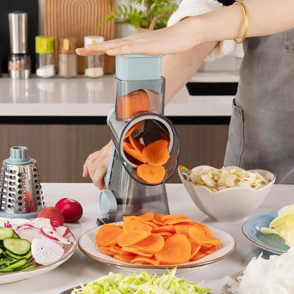Hand-Cranked Cheese Grater Vegetable Slicer, Three-In-One Grinder with Interchangeable Blades, Kitchen Multi-Function Tool