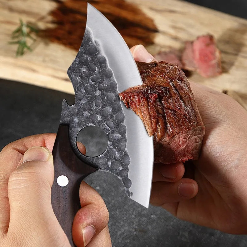 WXCOO 1~4pcs Kitchen Knife Set Stainless Steel Handmade Forged Meat Cleaver Boning Fruit Slicing Butcher Knife Cutting Board