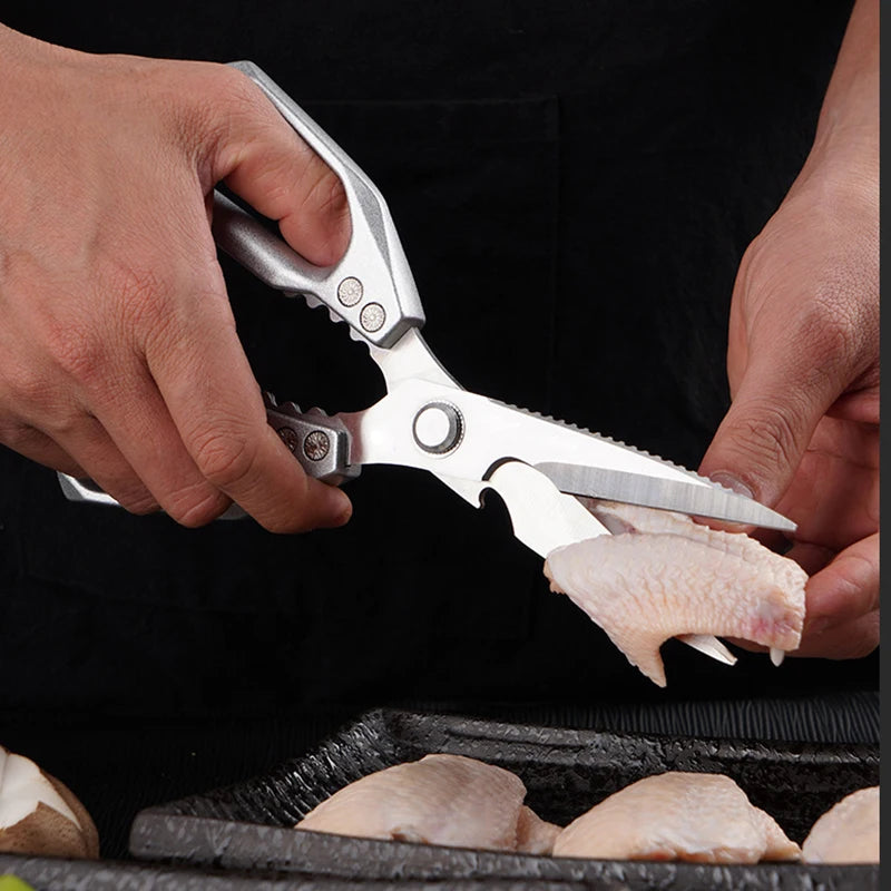Kitchen Scissors Multi-functional Stainless Steel Aluminum Handle Household Scissors for Cutting Chicken and Fish Special Shears