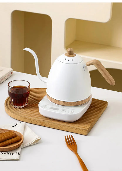 800ml Gooseneck Electric Kettle Hand Brew Coffee Pot Teapot 304 Stainless Steel Water Jug Slender Mouth Hand Brewing Pot 1000W
