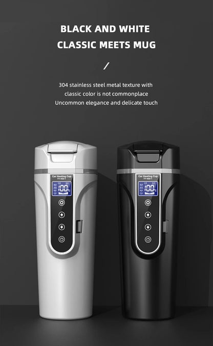 R31 450ml Car Heating Cup 12v/24v Portable Electric Kettle Smart Touch Screen Thermal Mug Temperature Adjustable Car Heating Mug