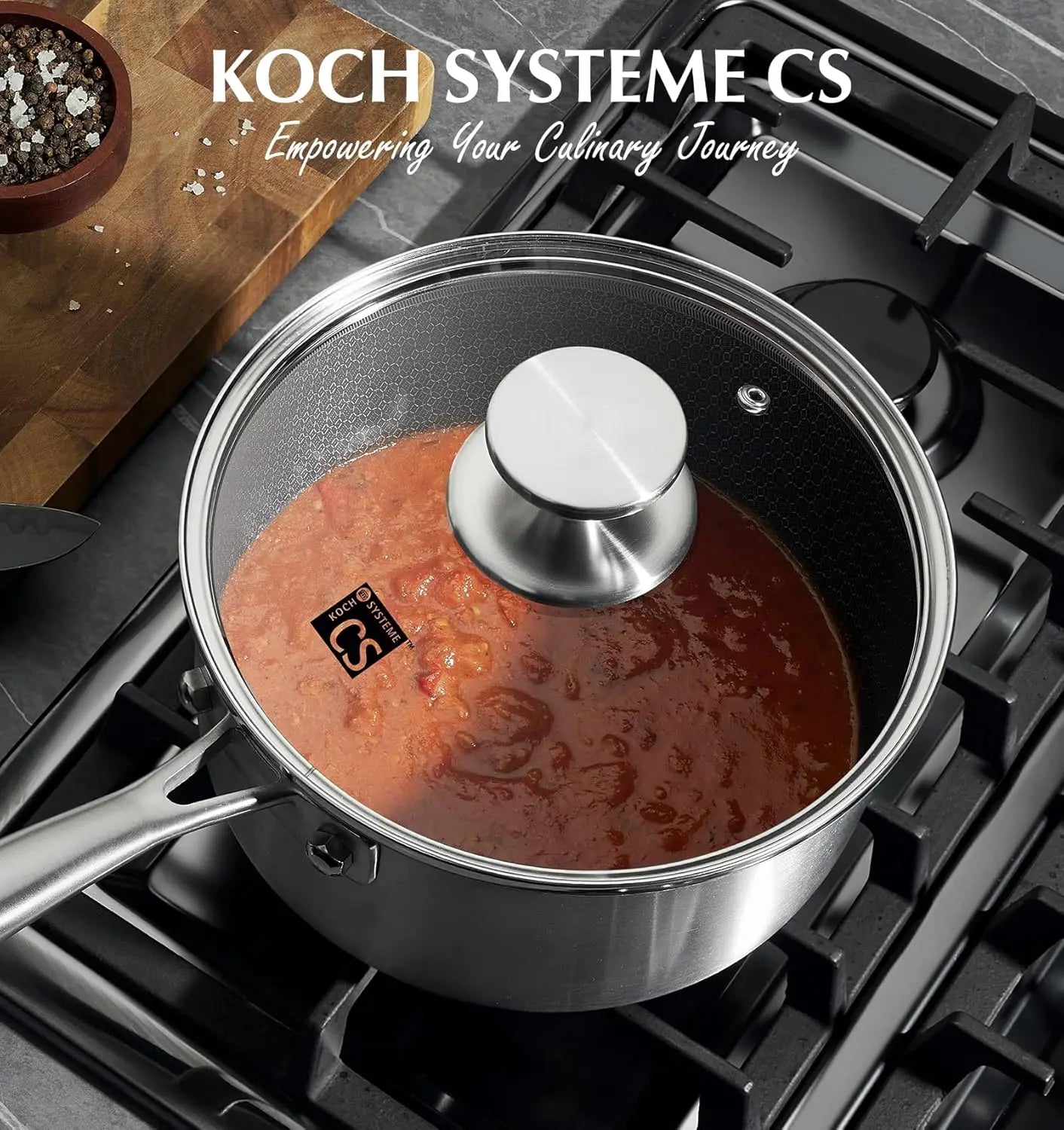 KOCH SYSTEME CS Hybrid Nonstick Stainless Steel Saucepan, 1+2+3 Quart Tri-Ply Stainless Steel Sauce Pan, Sauce Pan Set