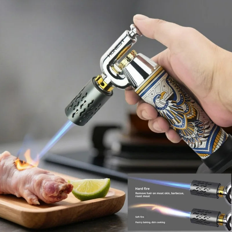 HONEST High Temperature Welding Gun 2 Types Of Flames Butane Gas Turbine Torch Lighter Outdoor BBQ Kitchen Cigar Lighters Gadget