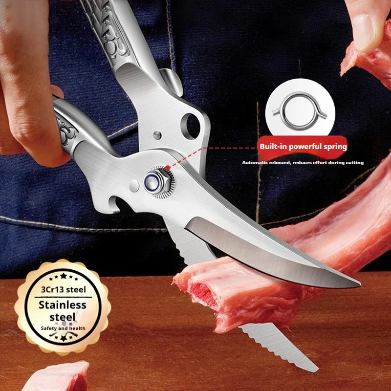 Multi-purpose Kitchen scissors Stainless Steel Heavy-duty Poultry Shears suitable for Bones Chicken Meat Fish Seafood Vegetables