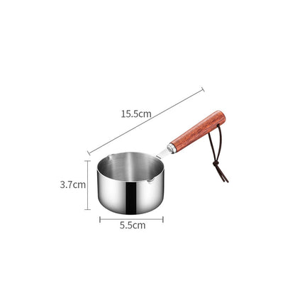 304 Stainless Steel Mini Soup Pot with Wooden Handle Condiment Sauce Pan Small Saucepan for Making Sauces Heating Milk Kitchen
