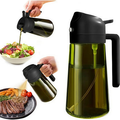 Oil Spray 470ml-2-in-1 Kitchen Oil Spray, Air Fryer, Salad, Vinegar and Kitchen Accessories Dispenser-Black