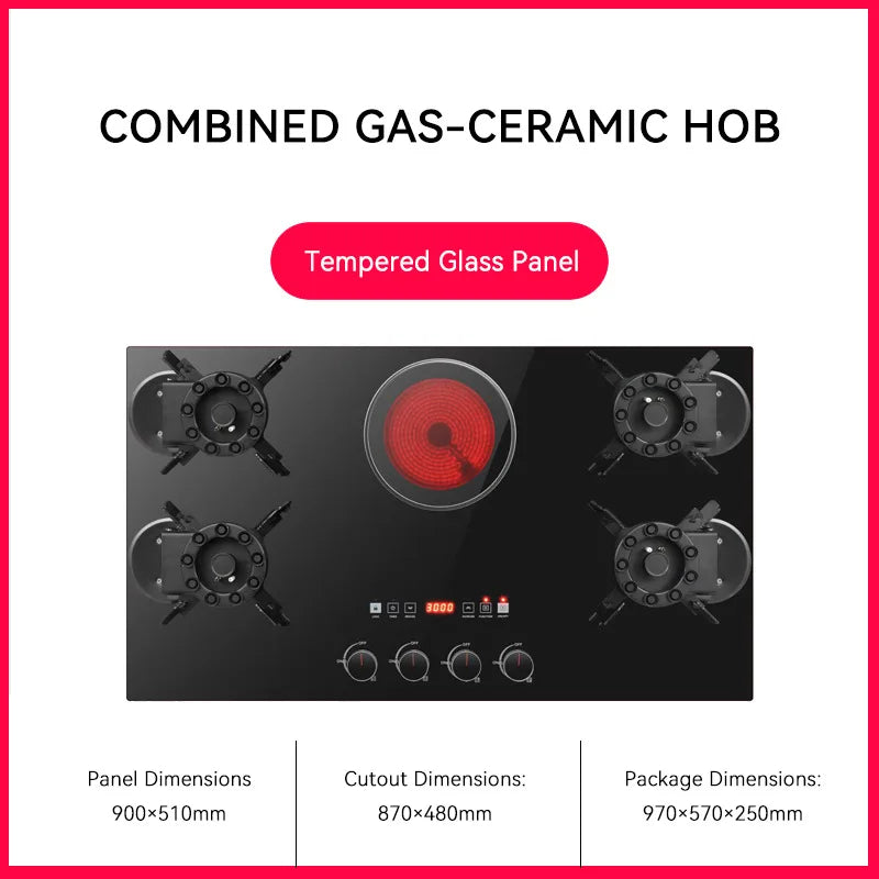 Kitchen Appliance Glass Electric and Gas Burner Stove Tempered Glass Gas Stove for Home