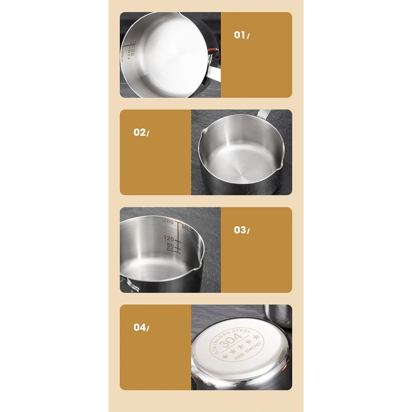 304 Stainless Steel Mini Soup Pot with Wooden Handle Condiment Sauce Pan Small Saucepan for Making Sauces Heating Milk Kitchen