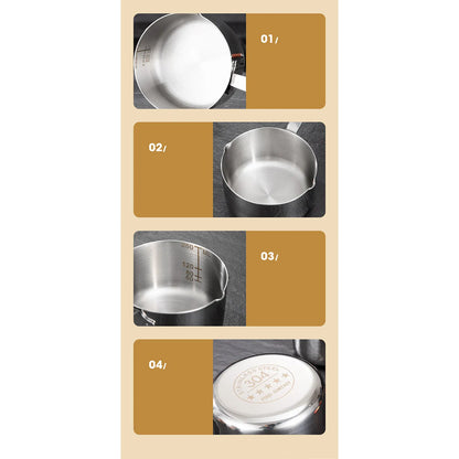 304 Stainless Steel Mini Soup Pot with Wooden Handle Condiment Sauce Pan Small Saucepan for Making Sauces Heating Milk Kitchen