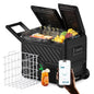 Car refrigerator for RV camping travel home use, aluminum alloy body, black, dual-zone cooling with APP control and wide temper