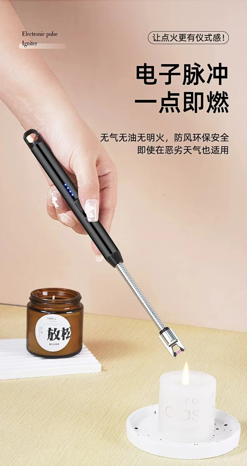 Kitchen USB Electric Arc Lighter Rechargeable Windproof BBQ Flameless Plasma Candle Long Lighters Hose Gas Stove Ignition Gun