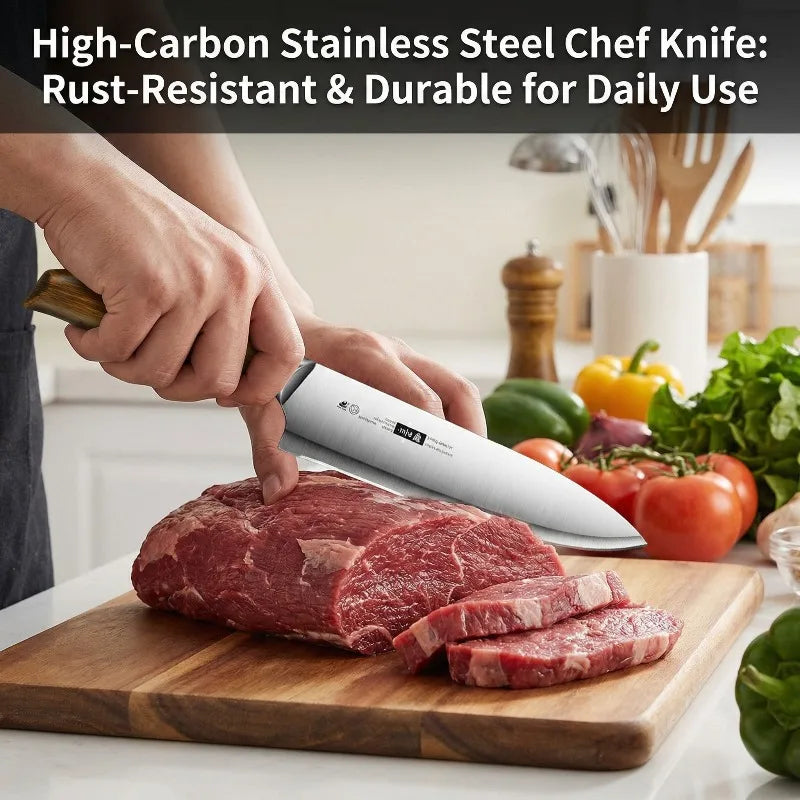 New Upgaded Complete 4-Piece Knife Set with Box - Stainless Steel Cleaver, Chef, Slicing & Paring Knives for All Kitchen Needs