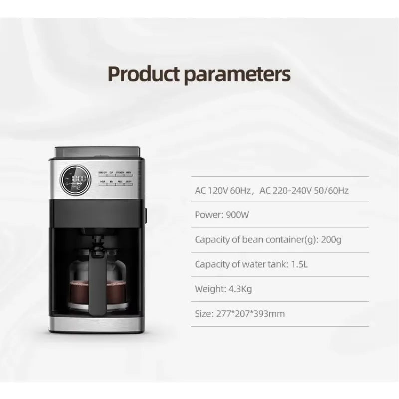 oo-1.5L Programmable Auto Smart Electric Drip Espresso Coffee Maker Machine