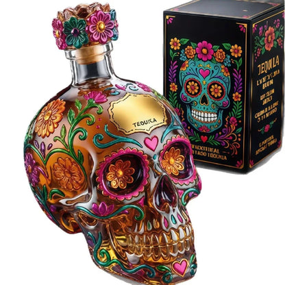 Creative Skull Awakening Device Tequila Bottle, Folk Art Glass Whiskey Awakening Device, Used for Bar and Home Decoration