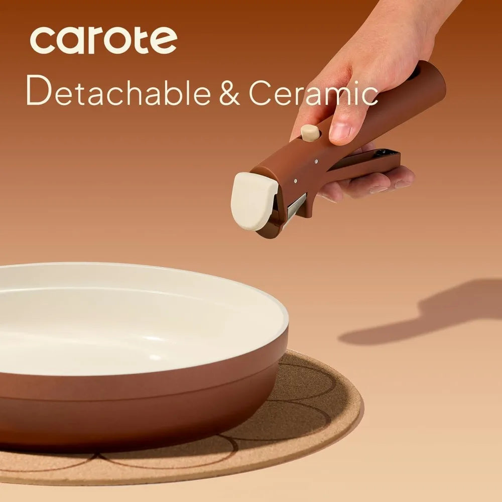 US Shipping Ceramic Nonstick Cookware Set 22 Pcs Detachable Pots and Pans Oven Dishwasher Safe Induction Kitchen Utensil Gift