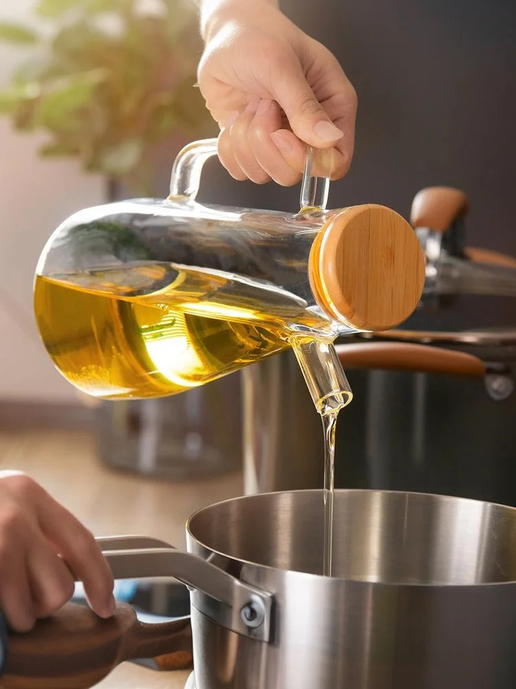 💕High Borosilicate Glass Oil Bottle,Household Transparent Glass Soy Sauce Bottle,High-temperature Resistant Oil Bottle
