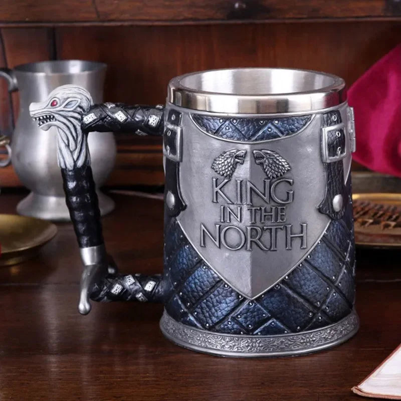 3D Beer Mugs Coffee Cups Gothic Goblet Iron Tankard Stainless Steel Resin Wine Glass Mug 600ML Skull Father's Day Gift 1 pcs