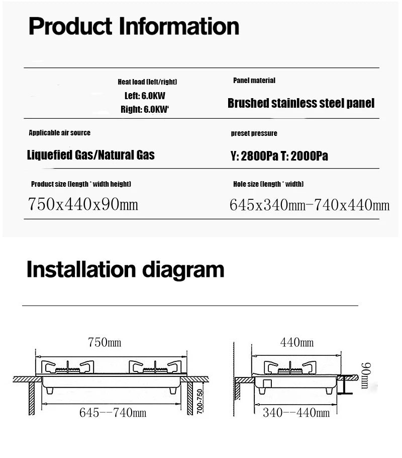 2025 419D 7.0KW Stainless Steel Double-head Fierce Stove /Household  Embedded Dual-Purpose Natural Liquefied Gas Stove