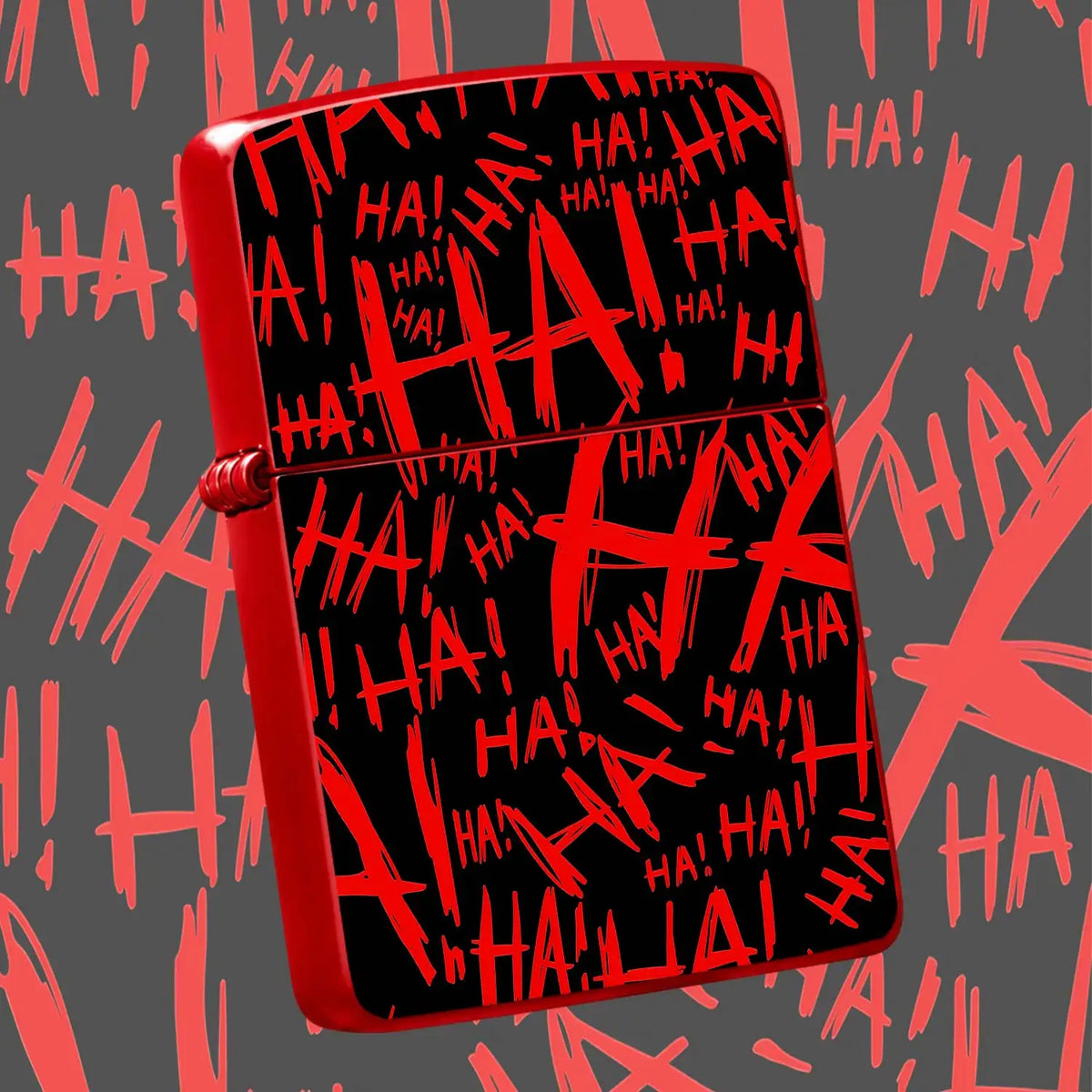 Stylish Fun Red Black Crazy Laugh Graffiti Lighter, Unique Edgy Ha Print Portable Igniter, Versatile For Daily Party Camping Outdoor Activities, Novelty Creative Decorative Lightweight Accessory, Ideal As Thoughtful Gif A Hum