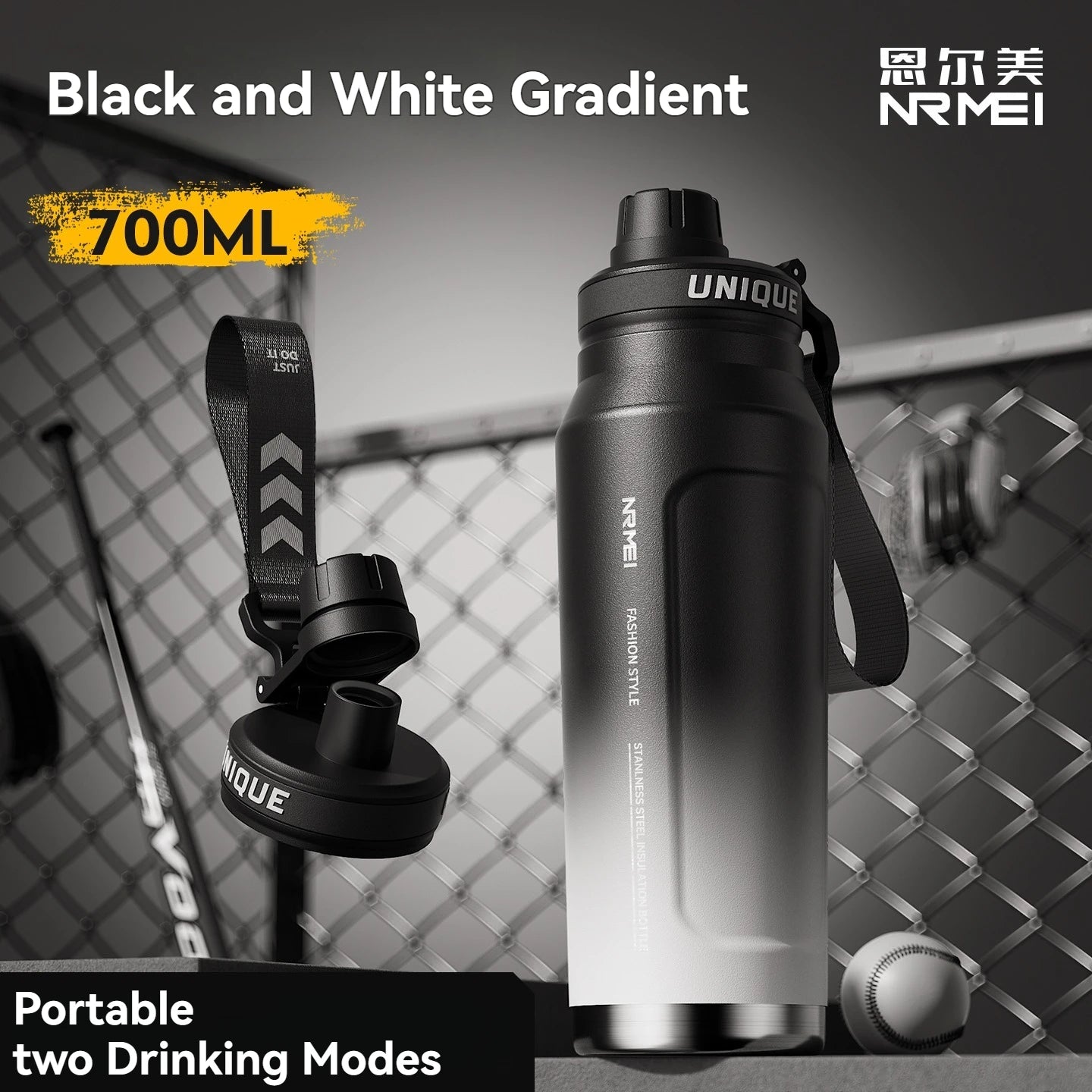 1L Insulated Cold Water Bottle Thermos Stainless Steel Tumbler Qutdoor Sports Handle Vacuum Flasks Double Wall Cup