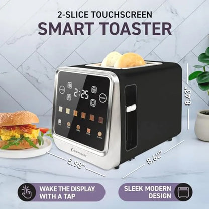 Touch Screen Toaster - 2 Extra Wide Slots - 5 Bread Types and 6 Browning Levels - Defrost Reheat Favorite Single Slot